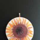 Wooden Round Sunflower Pendant.      WP-12