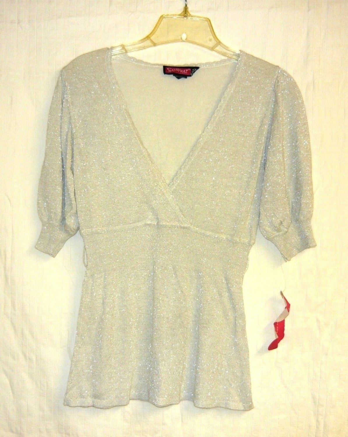 Saywhat? Gray/silver Shimmer Top Sz.m