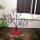 Bronze Flower Photo/Earring Holder on Wood Base