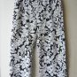 White Floral On Black Capri Jeans Sz. M
