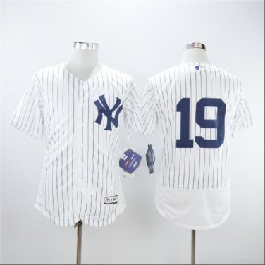 #19 New York Yankees Cool Base Player Men's Jersey White M L XL XXL XXXL