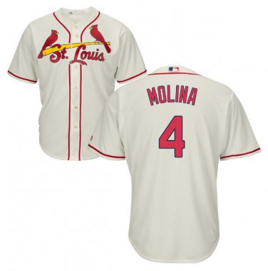 Size M Yadier Molina #4 St. Louis Cardinals Cool Base Player Men's Jersey Cream