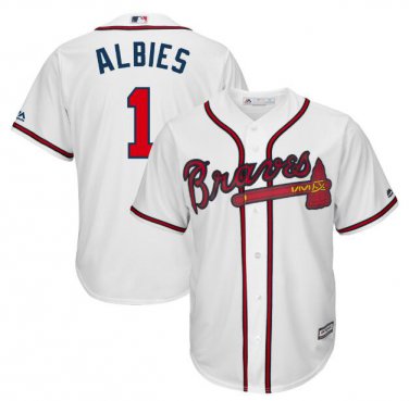 Size XXL Ozzie Albies #1 Atlanta Braves Cool Base Player Men's Jersey White