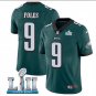 Size M Nick Foles #9 Philadelphia Eagles 2018 Super Bowl LII Player Men's Jersey Midnight Green