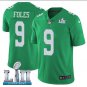 Size M Nick Foles #9 Philadelphia Eagles 2018 Super Bowl LII Player Men's Jersey Kelly Green