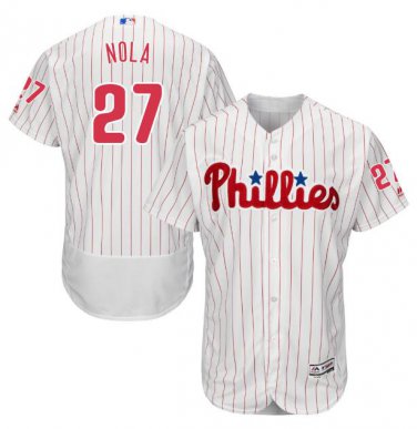 Size XL Aaron Nola #27 Philadelphia Phillies Home Flex Base Player Men's Jersey White