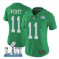 Size XL Carson Wentz #11 Philadelphia Eagles 2018 Super Bowl LII Player Women's Jersey Kelly Green