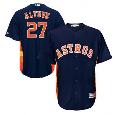 Size L Jose Altuve #27 Houston Astros Cool Base Player Men's Jersey Navy
