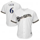 Size XL Lorenzo Cain #6 Milwaukee Brewers Cool Base Player Men's Jersey White