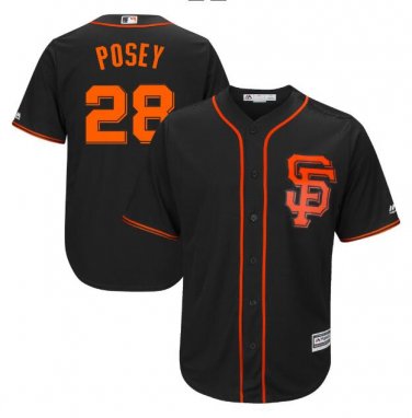 Size XXXL Buster Posey #28 San Francisco Giants Cool Base Player Men's Jersey Black