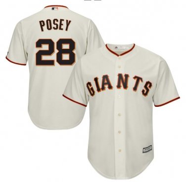 Size M Buster Posey #28 San Francisco Giants Cool Base Player Men's Jersey Cream