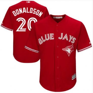 Size L Josh Donaldson #20 Toronto Blue Jays Cool Base Player Men's Jersey Scarlet