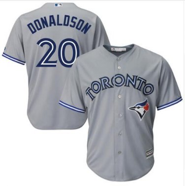 Size XXL Josh Donaldson #20 Toronto Blue Jays Cool Base Player Men's Jersey Gray