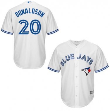 Size L Josh Donaldson #20 Toronto Blue Jays Cool Base Player Men's Jersey White