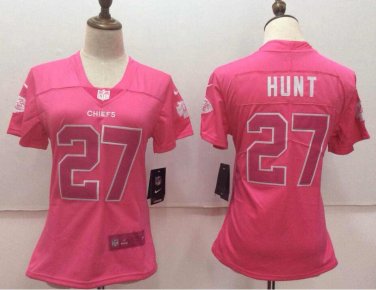 Size M Women's Kareem Hunt #27 Kansas City Chiefs Limited Player Jersey Pink