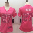 Size L Women's Kareem Hunt #27 Kansas City Chiefs Limited Player Jersey Pink