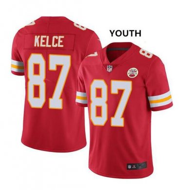 Size M Youth Travis Kelce #87 Kansas City Chiefs Limited Player Jersey Red