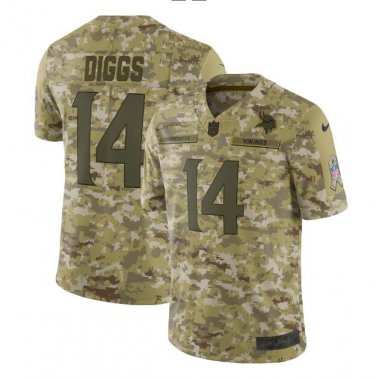 Size L Men's Stefon Diggs #14 Minnesota Vikings Salute to Service Limited Jersey Camo