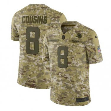 Size L Men's Kirk Cousins #8 Minnesota Vikings Salute to Service Limited Jersey Camo