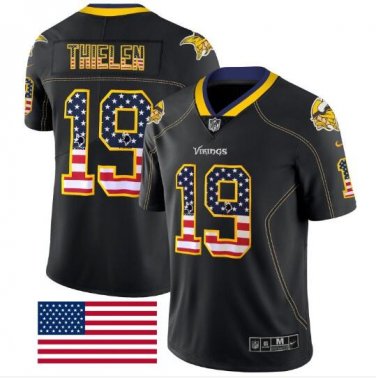 Size M Men's Adam Thielen #19 Minnesota Vikings Limited Jersey Black USA Flag