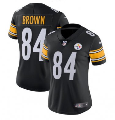 Size XL Women's Antonio Brown #84 Pittsburgh Steelers Limited Player Jersey Black