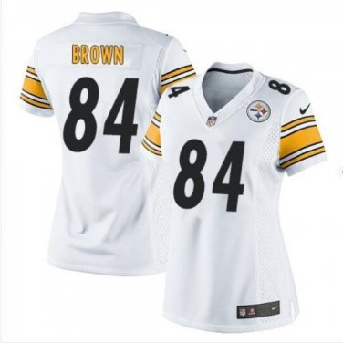 Size L Women's Antonio Brown #84 Pittsburgh Steelers Limited Player Jersey White