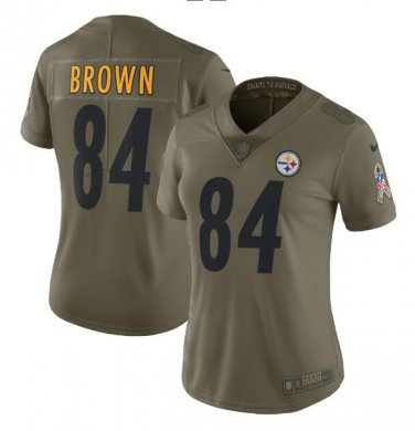 Size XXL Women's Antonio Brown #84 Pittsburgh Steelers Limited Player Jersey Gray