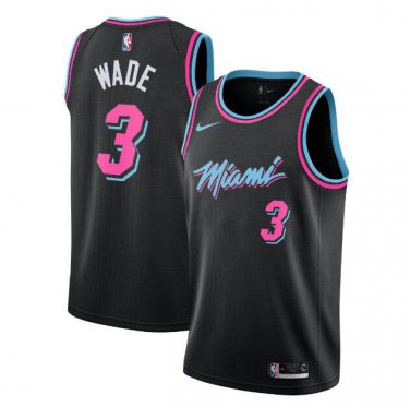 Size L Men's Dwyane Wade #3 Miami Heat 2018/19 Swingman Jersey City Edition Black
