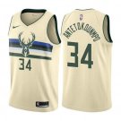 Size L Men's Giannis Antetokounmpo #34 Milwaukee Bucks Swingman Jersey Cream Statement Edition