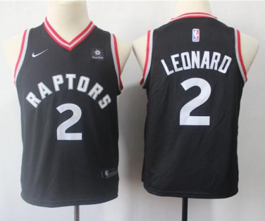 Size S Youth Kawhi Leonard #2 Toronto Raptors Swingman Jersey Statement Edition Black