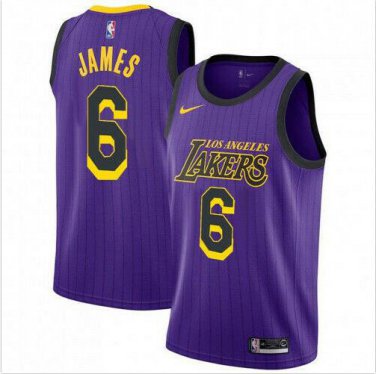 Men's LeBron James #6 Los Angeles Lakers 2019/20 Swingman Jersey Purple City Edition