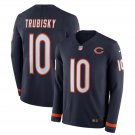 Men's Mitchell Trubisky #10 Chicago Bears Therma Long Sleeve Jersey Navy