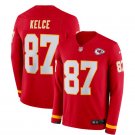 Men's Travis Kelce #87 Kansas City Chiefs Therma Long Sleeve Jersey Red