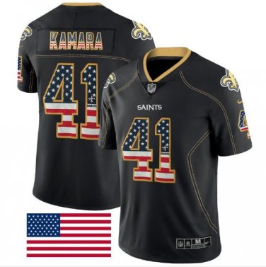 Men's Alvin Kamara #41 New Orleans Saints Limited Player Jersey Black USA Flag