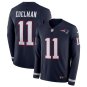 Men's Julian Edelman #11 New England Patriots Therma Long Sleeve Player Jersey Navy