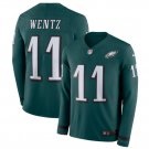 Men's Carson Wentz #11 Philadelphia Eagles Therma Long Sleeve Player Jersey Midnight Green