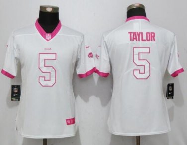 Women's Tyrod Taylor #5 Buffalo Bills Limited Player Jersey White Pink