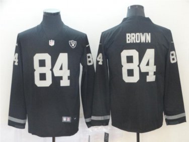 Men's Antonio Brown #84 Oakland Raiders Therma Long Sleeve Player Jersey Black