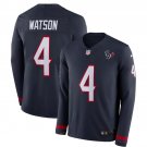 Men's Deshaun Watson #4 Houston Texans Therma Long Sleeve Player Jersey Navy
