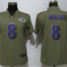 Women's Lamar Jackson #8 Baltimore Ravens Salute to Service Limited Player Jersey Olive