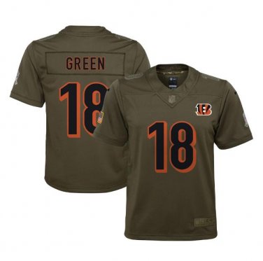Youth A.J. Green #18 Cincinnati Bengals Salute to Service Limited Player Jersey Olive