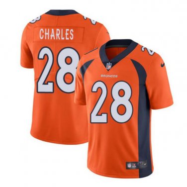 Men's Jamaal Charles #28 Denver Broncos Limited Player Jersey Orange