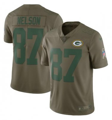 Men's Jordy Nelson #87 Green Bay Packers Limited Player Jersey Olive