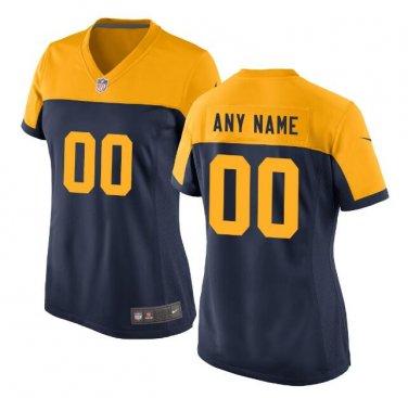 Custom Women's Green Bay Packers Game Jersey Navy