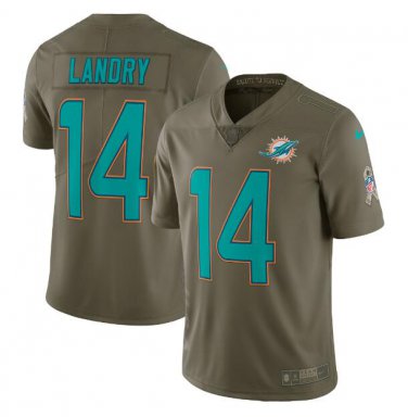 Men's Jarvis Landry #14 Miami Dolphins Limited Player Jersey Olive