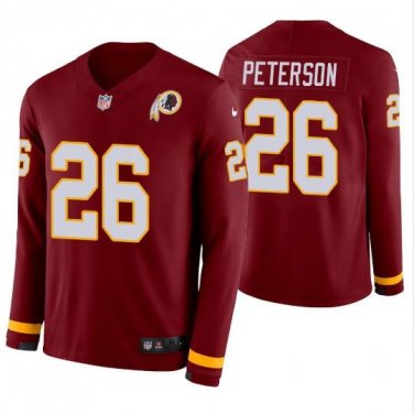 Men's Adrian Peterson #26 Washington Redskins Therma Long Sleeve Player Jersey Burgundy