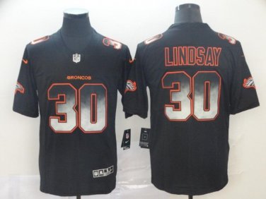 Men's Phillip Lindsay #30 Denver Broncos 2019 Limited Player Jersey Black Smoke Fashion