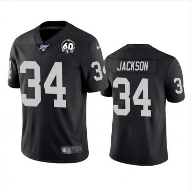Men's Bo Jackson #34 Oakland Raiders 60th Anniversary Limited Player Jersey Black