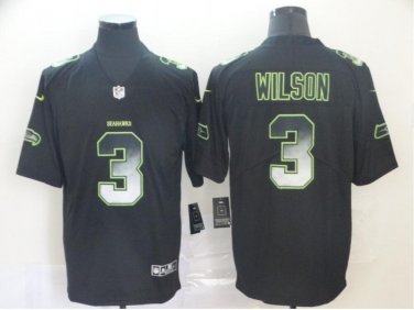 Men's Russell Wilson #3 Seattle Seahawks Limited Player Jersey Black Arch Smoke