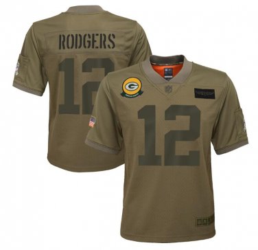 Youth Aaron Rodgers #12 Green Bay Packers 2019 Salute to Service Limited Player Jersey Camo